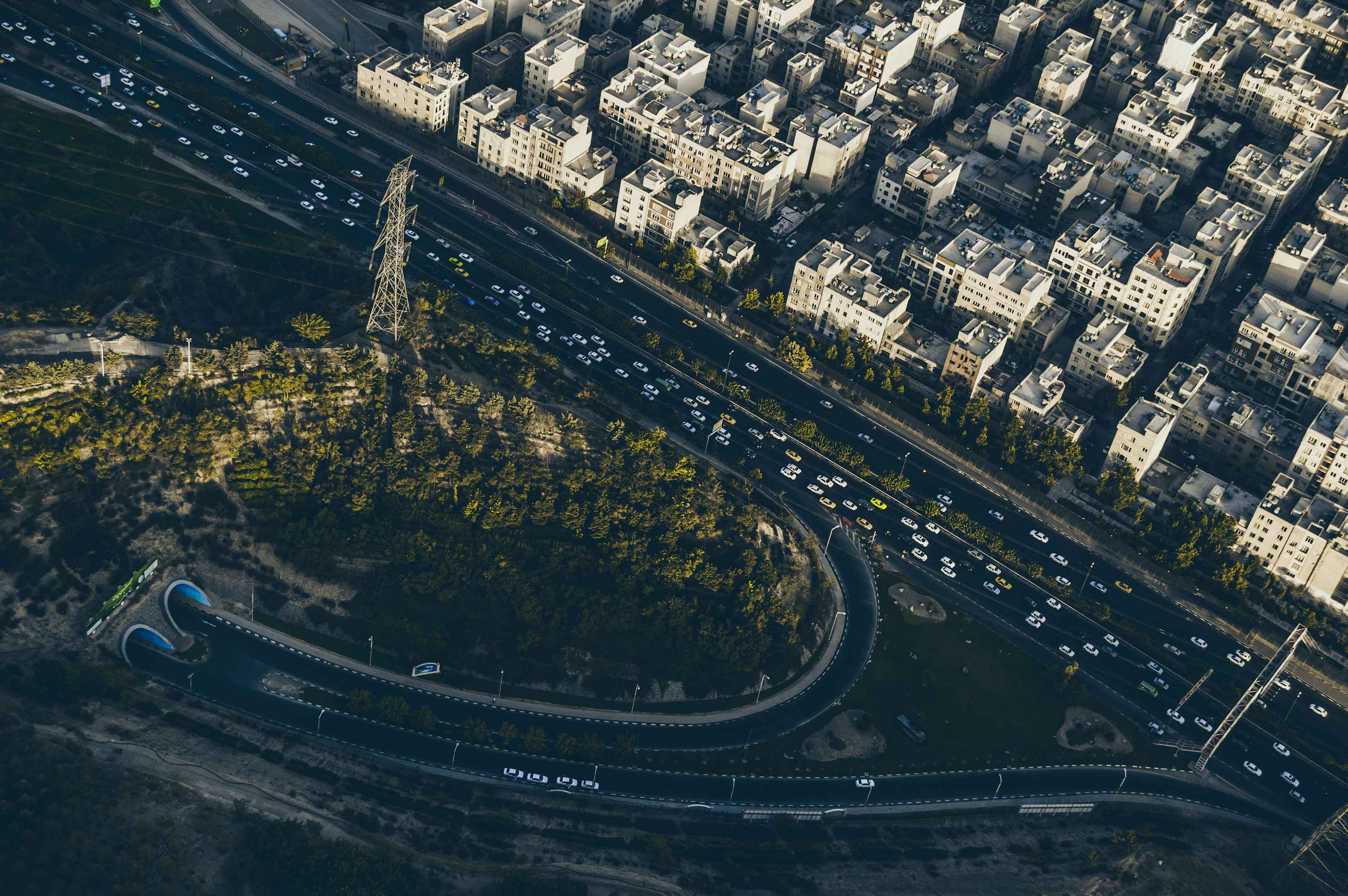 Dubai city aerial view with highways